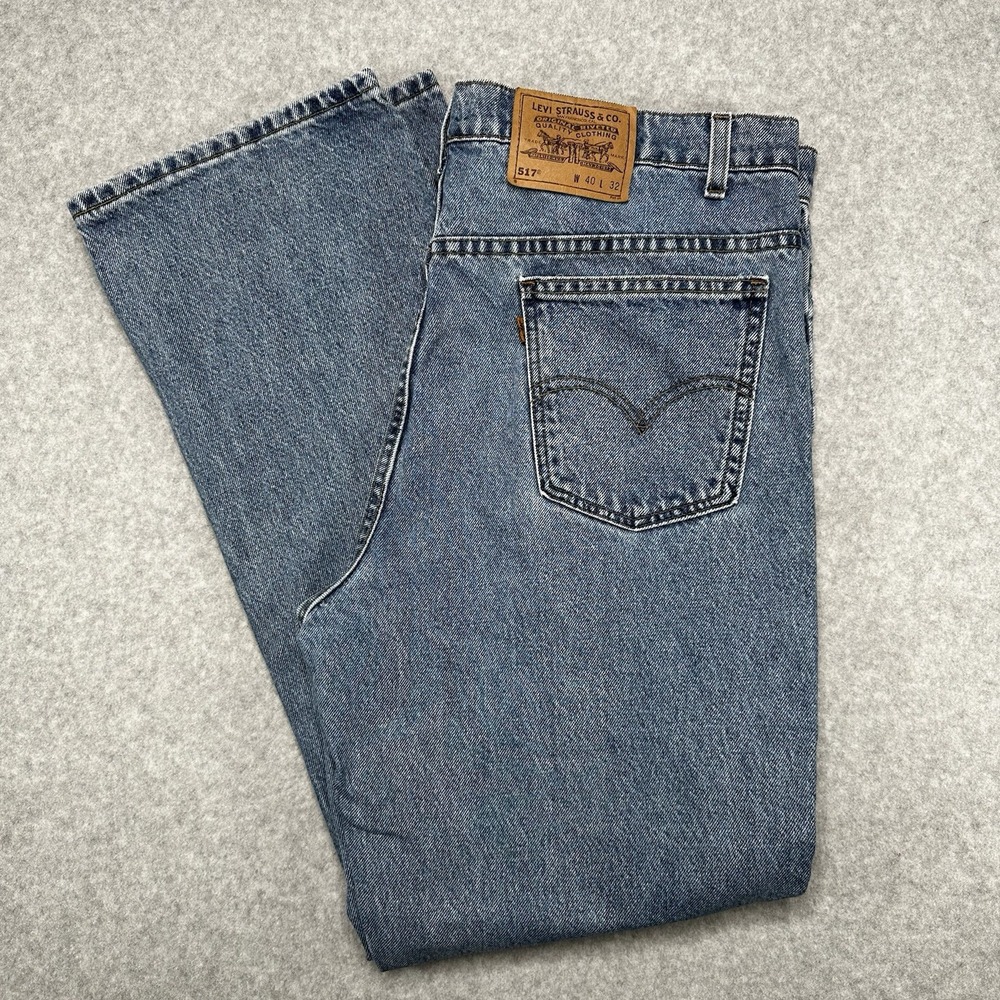 Vintage Levis 517 Jeans Men's 40x32 Blue Bootcut Orange Tab Made in USA 90s